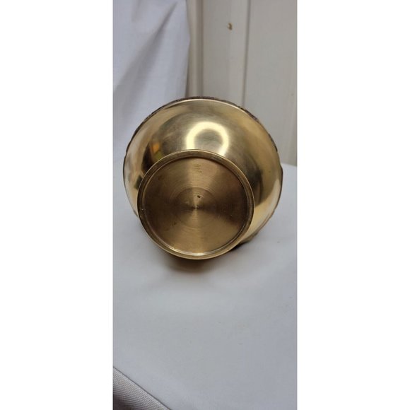 Brass Vase with Tiger Head & Tooth Handles - Korea - Approx. 11” Vintage - Picture 2 of 5